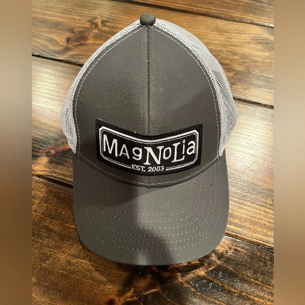 Magnolia Gray and White Trucker Hat, Joanna Gaines, Fixer Upper, HGTV, EUC, Waco